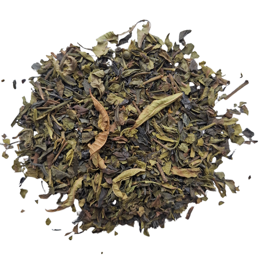 Thé vert bio des Açores à la verveine citronnelle – sachet 90 g – sans arôme ajouté – dégustation après dîner.